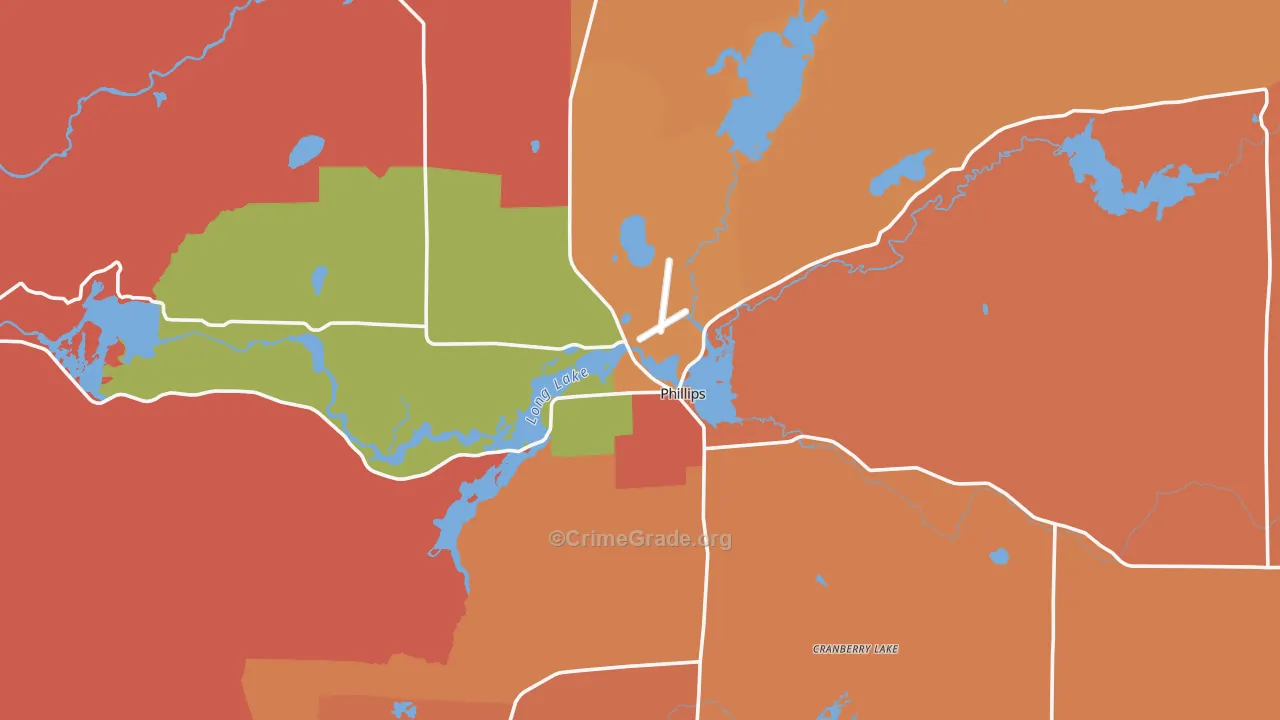 Phillips, WI Map of Murder Rates
