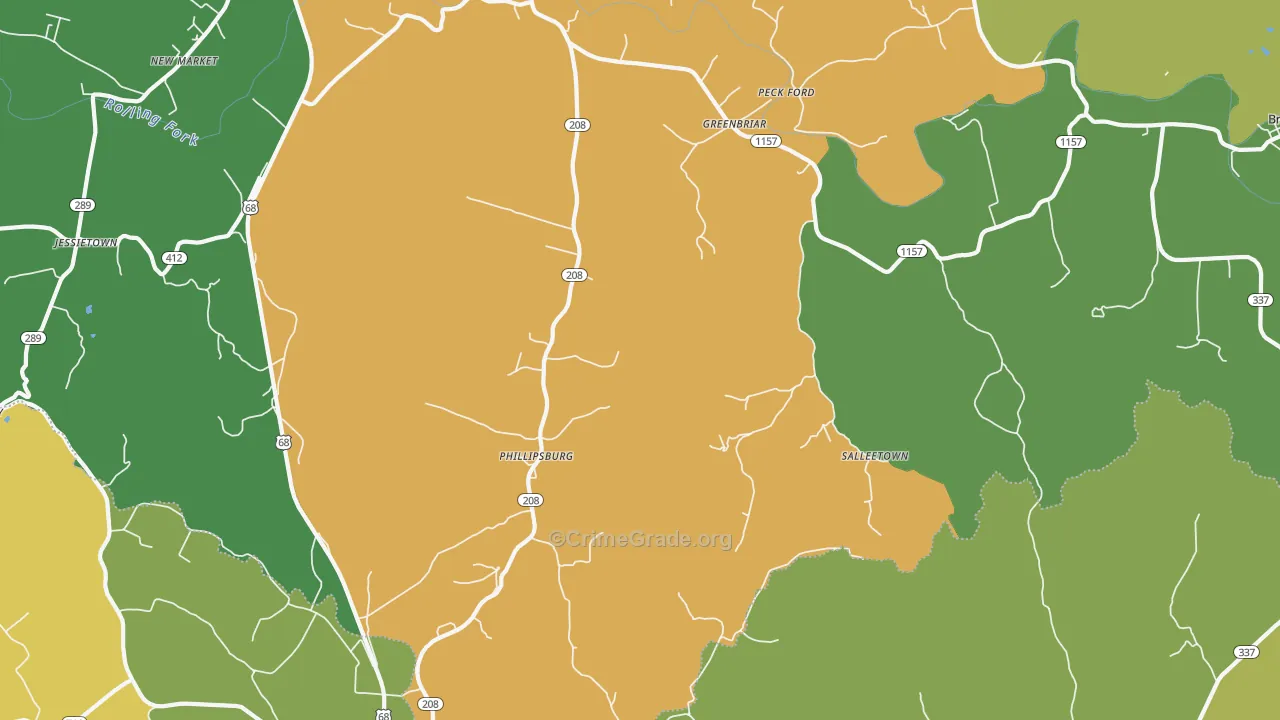 Phillipsburg, KY Map of Murder Rates