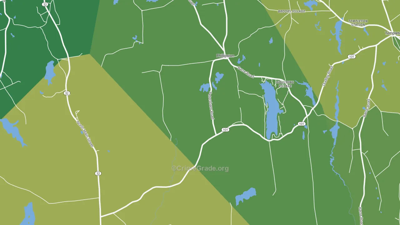 Phillipston, MA Map of Murder Rates