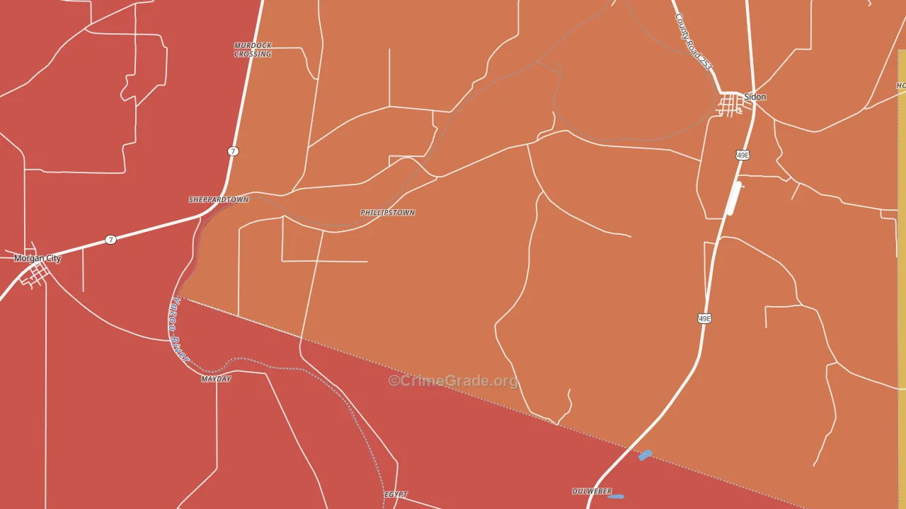 Phillipstown, MS Map of Murder Rates