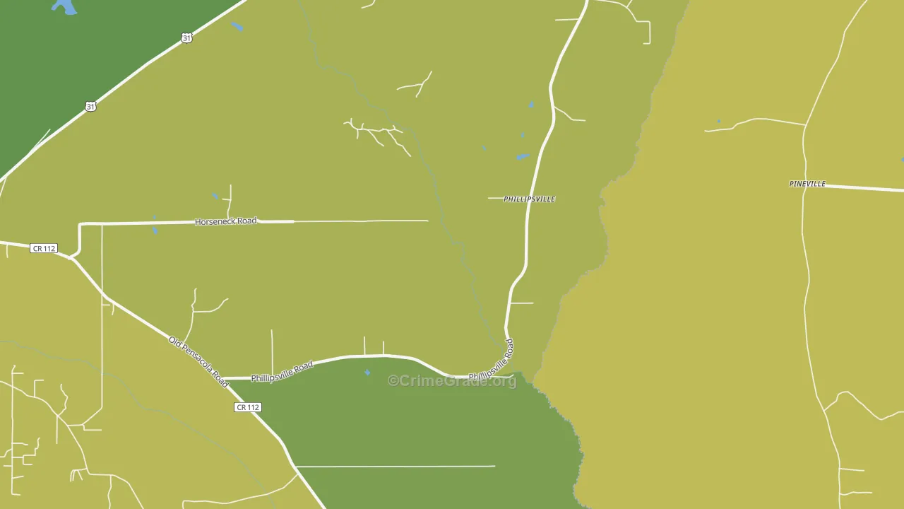 Phillipsville, AL Map of Murder Rates