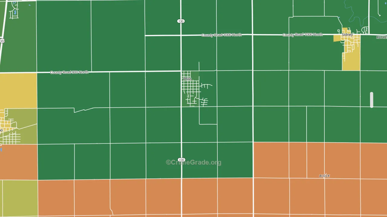 Philo, IL Map of Murder Rates