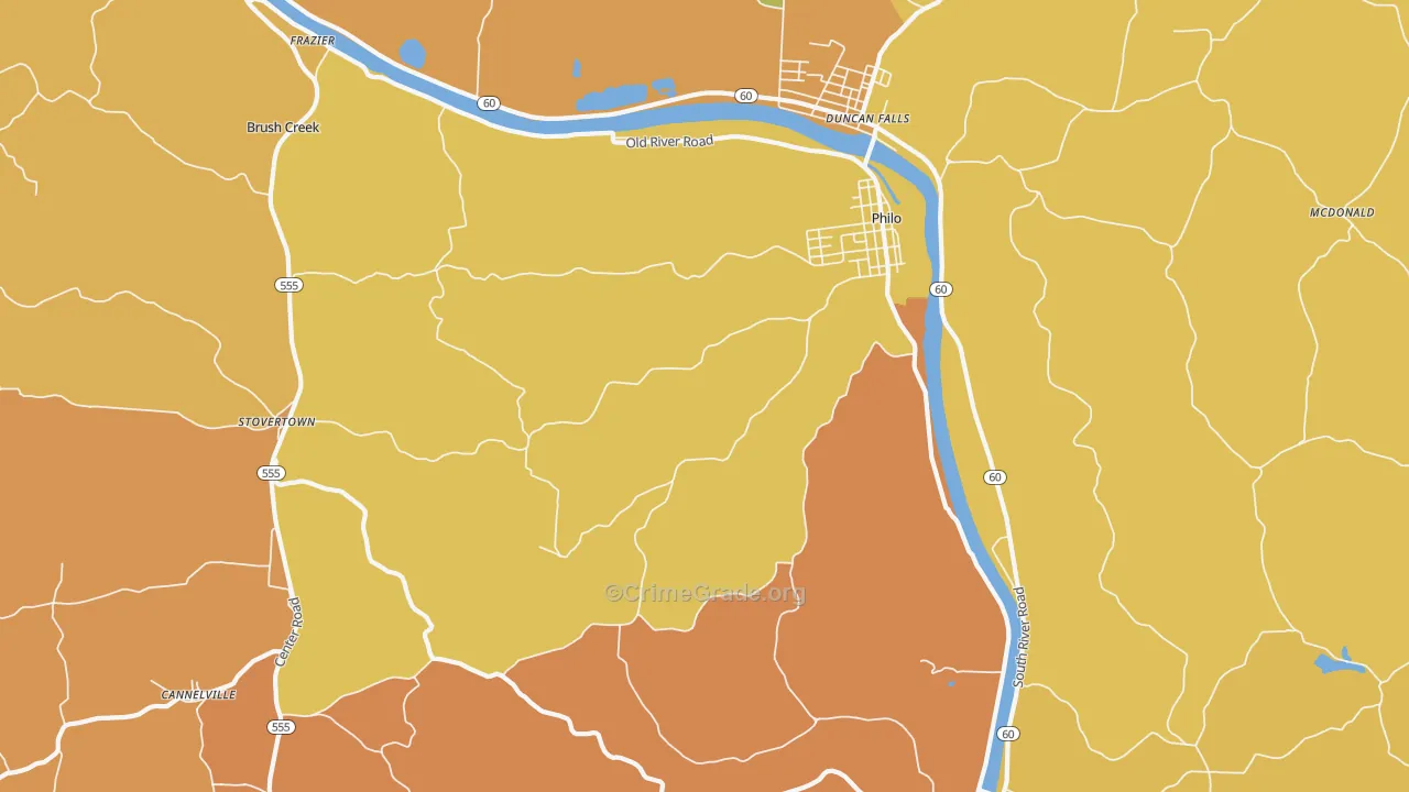 Philo, OH Map of Murder Rates