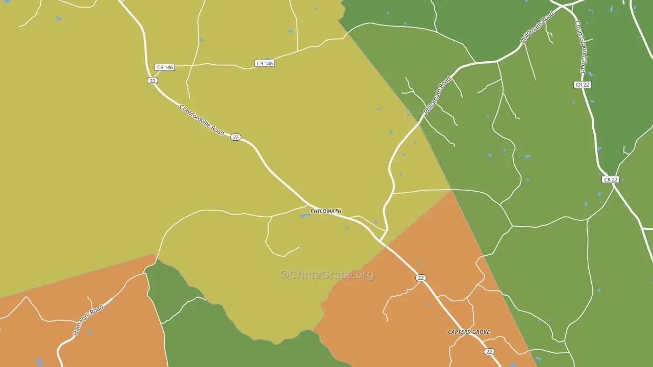 Philomath, GA Map of Murder Rates