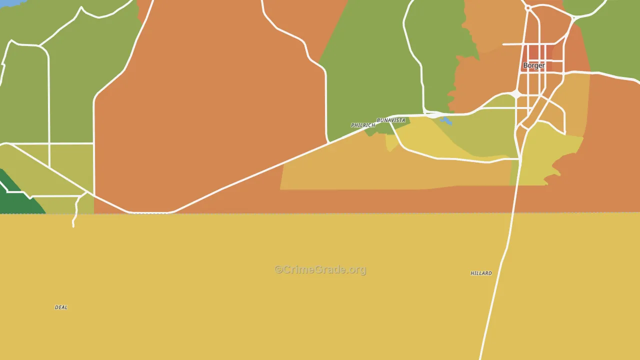 Philrich, TX Map of Murder Rates