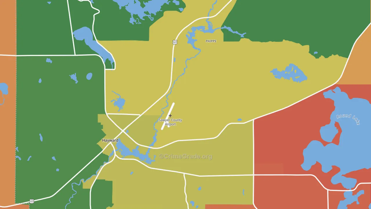 Phipps, WI Map of Murder Rates