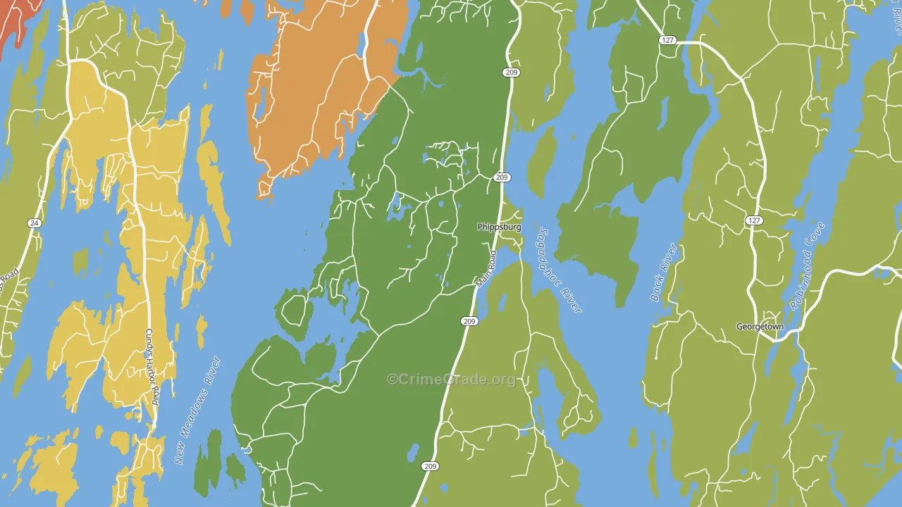 Phippsburg, ME Map of Murder Rates