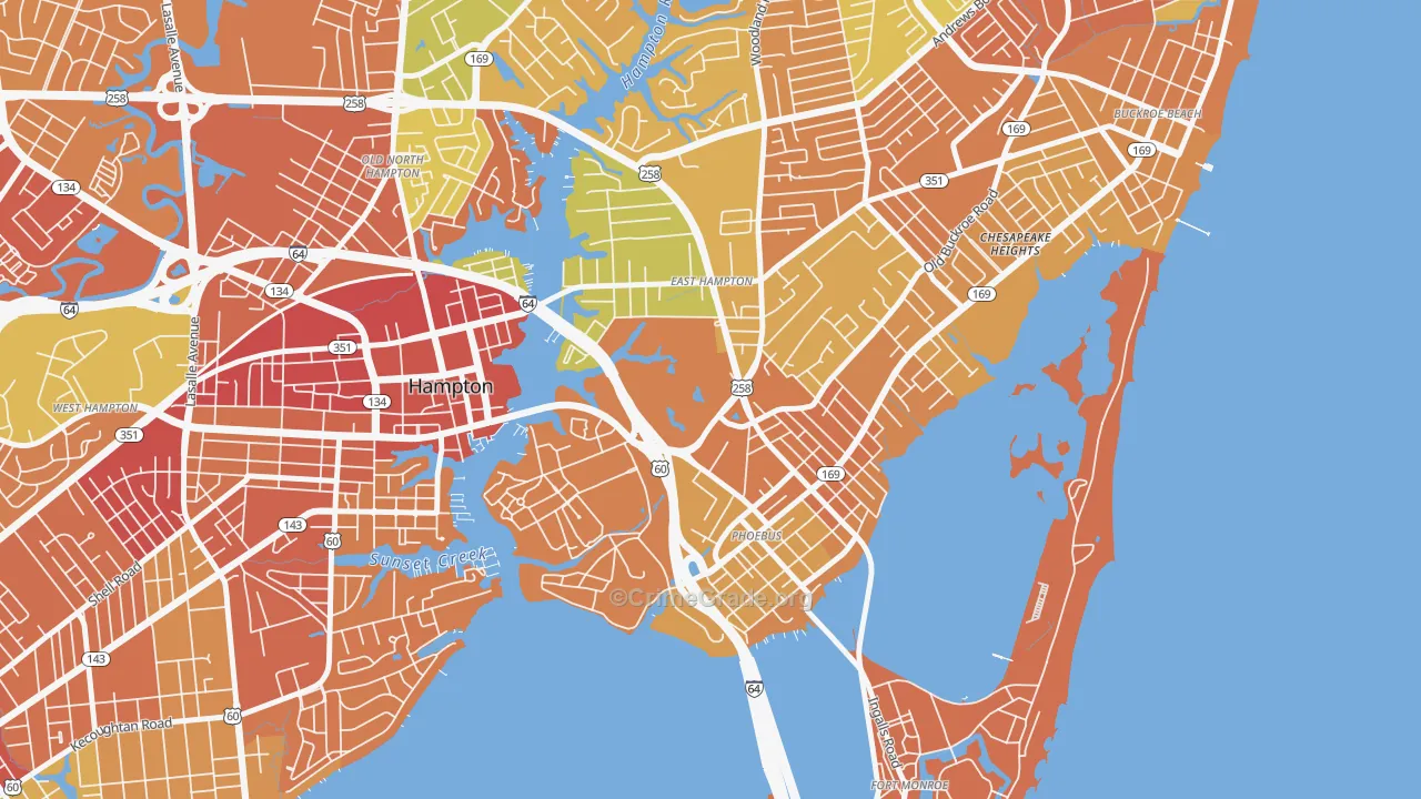 Phoebus, Hampton, VA Map of Murder Rates