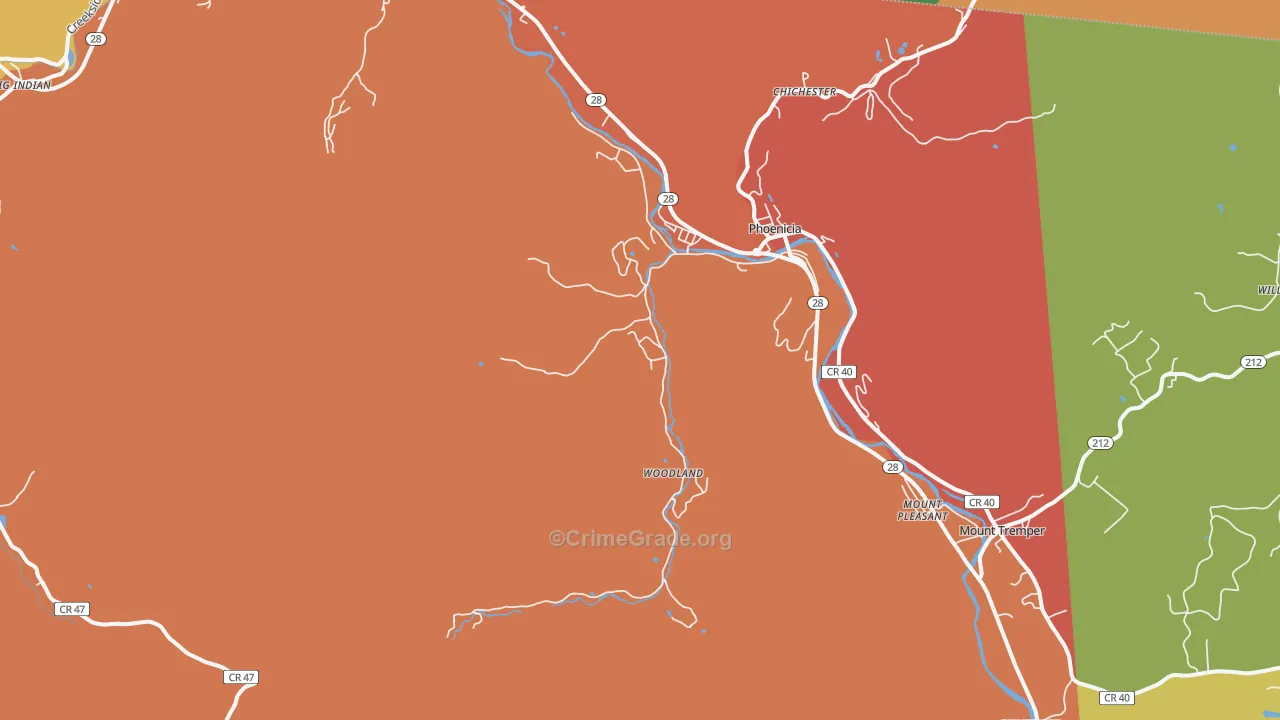 Phoenicia, NY Map of Murder Rates