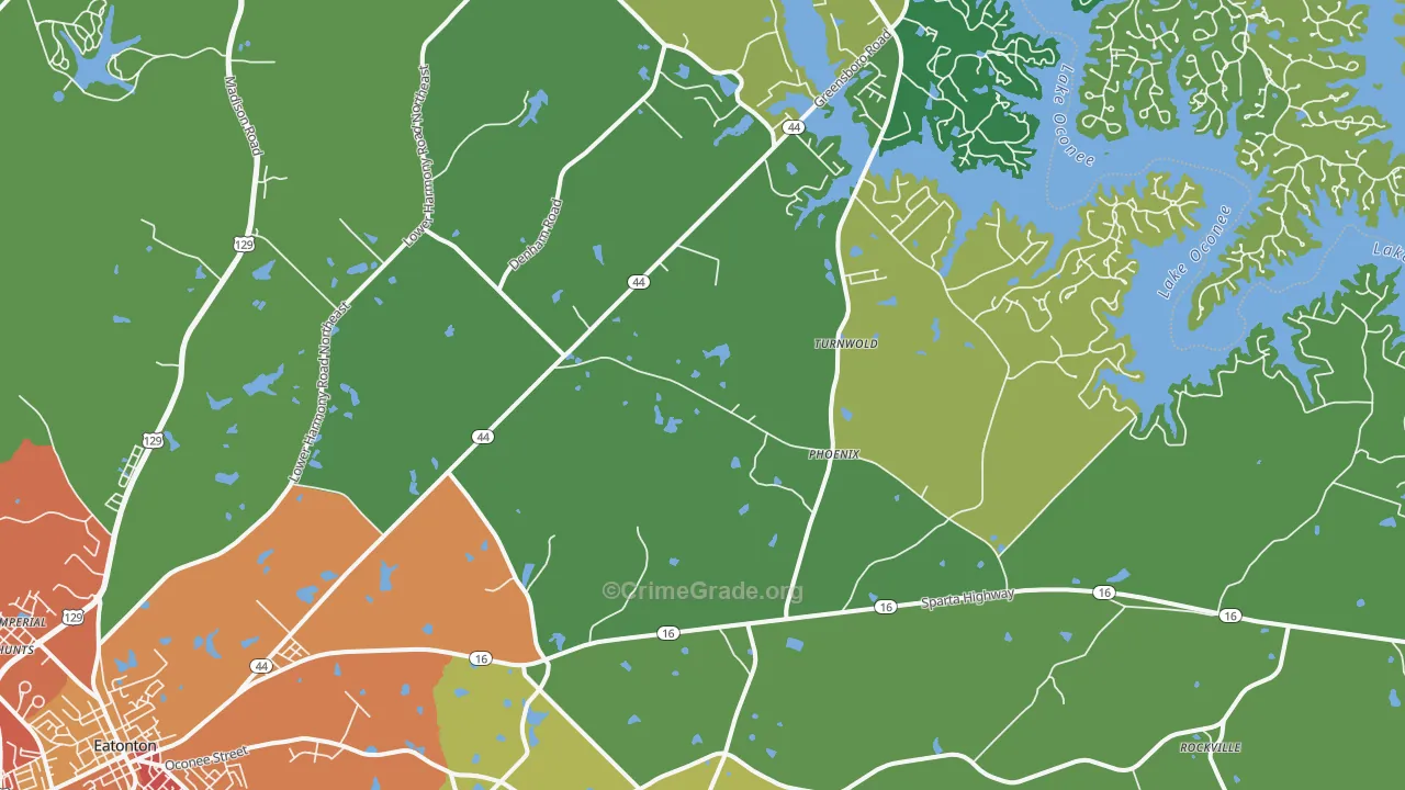 Phoenix, GA Map of Murder Rates