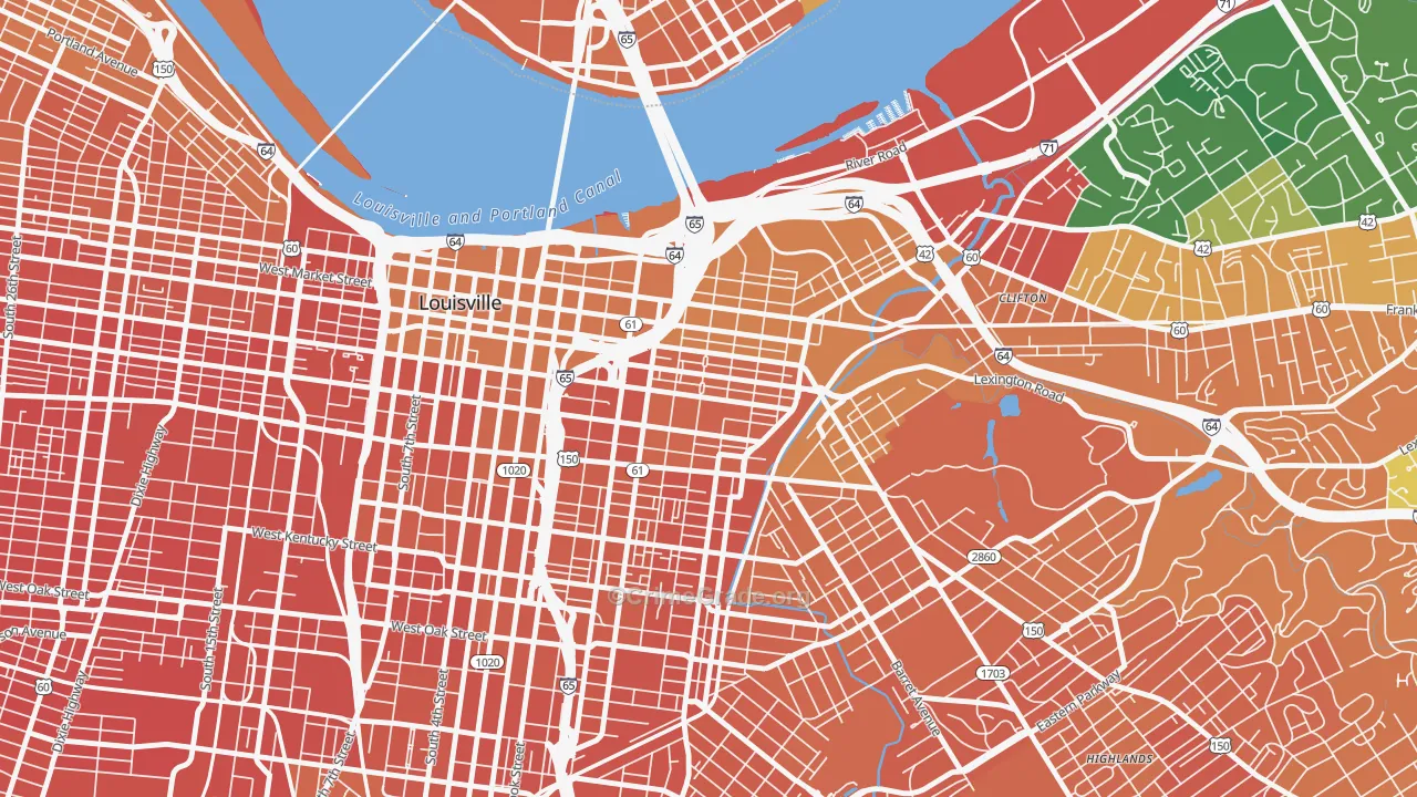 Phoenix Hill, Louisville, KY Map of Murder Rates