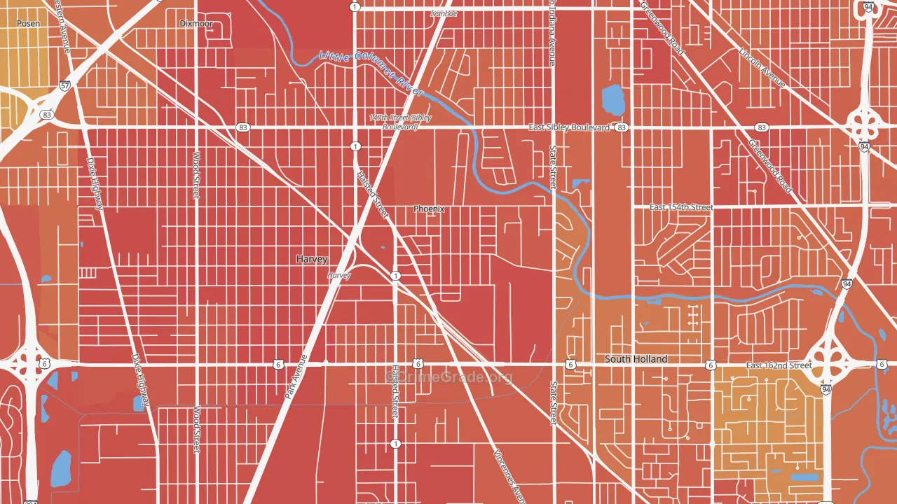Phoenix, IL Map of Murder Rates