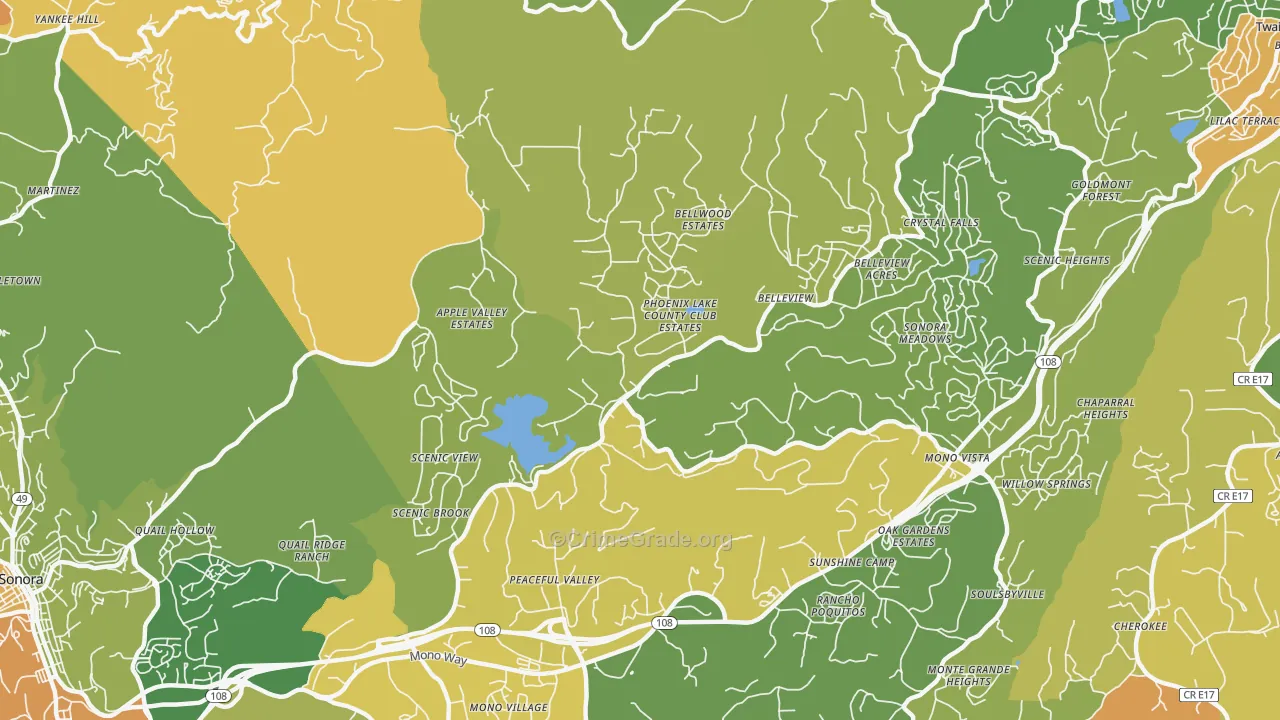 Phoenix Lake, CA Map of Murder Rates