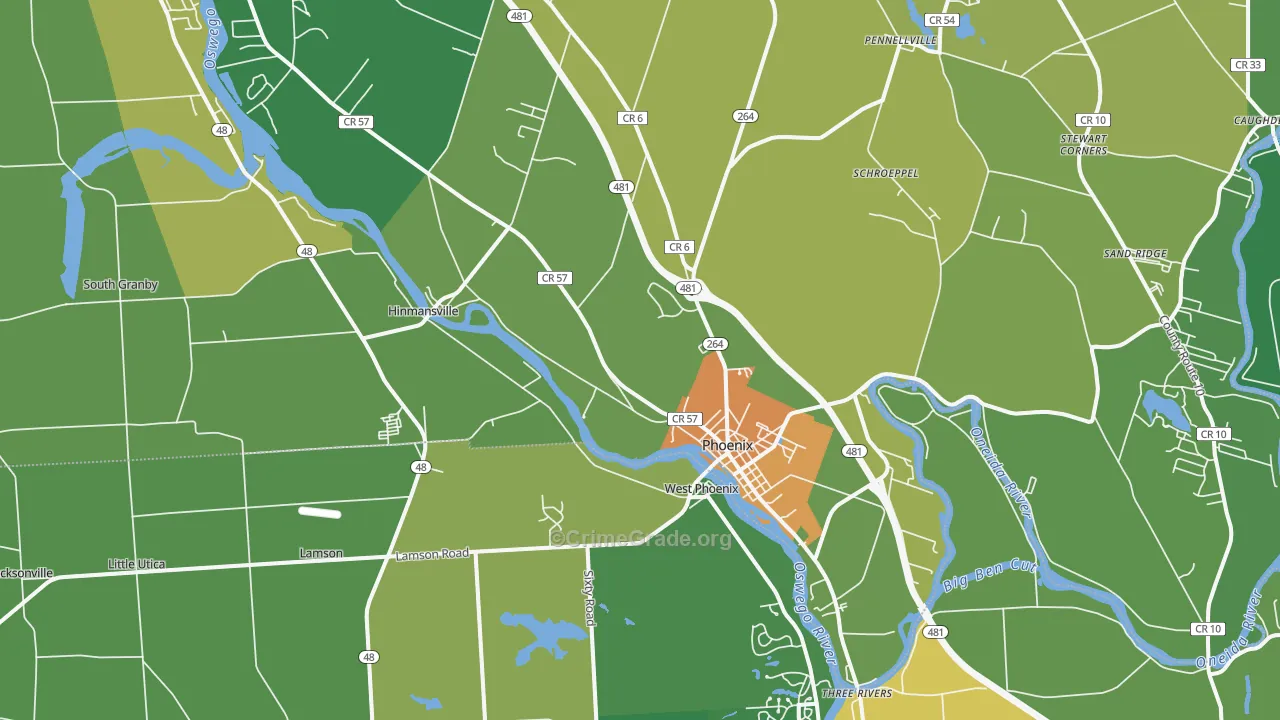 Phoenix, NY Map of Murder Rates