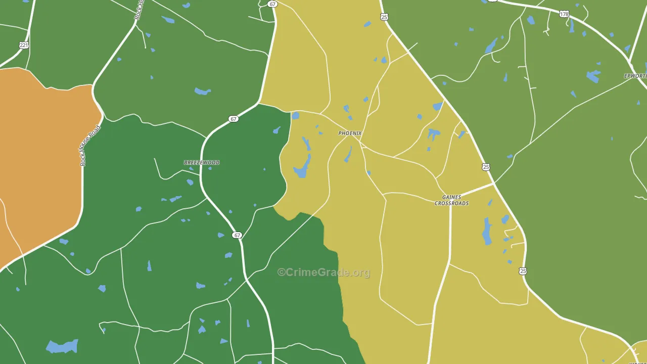 Phoenix, SC Map of Murder Rates