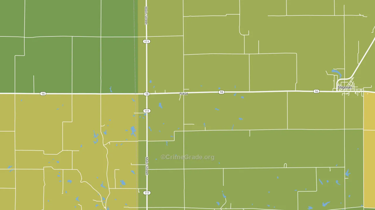 Piasa, IL Map of Murder Rates