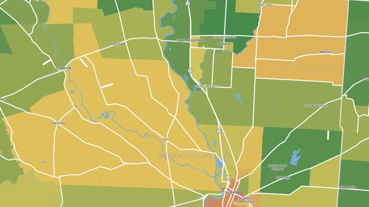 Pickaway County, OH Map of Murder Rates