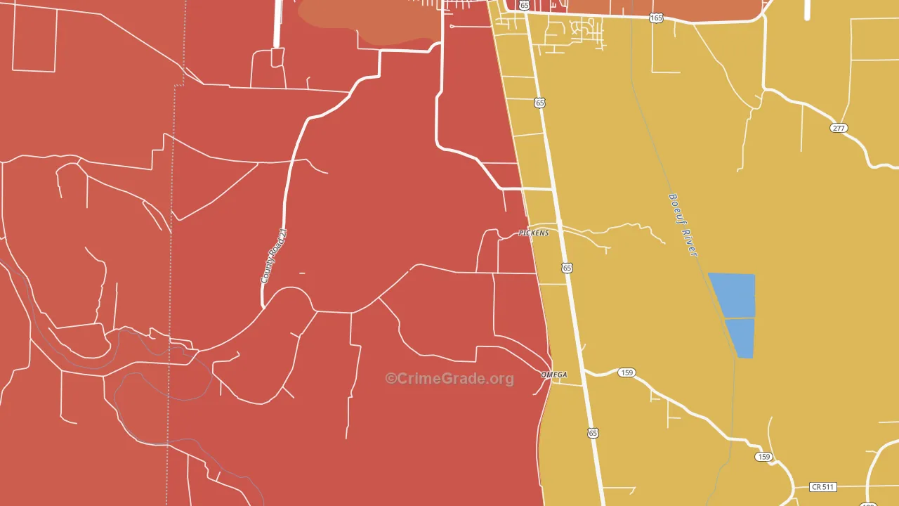 Pickens, AR Map of Murder Rates