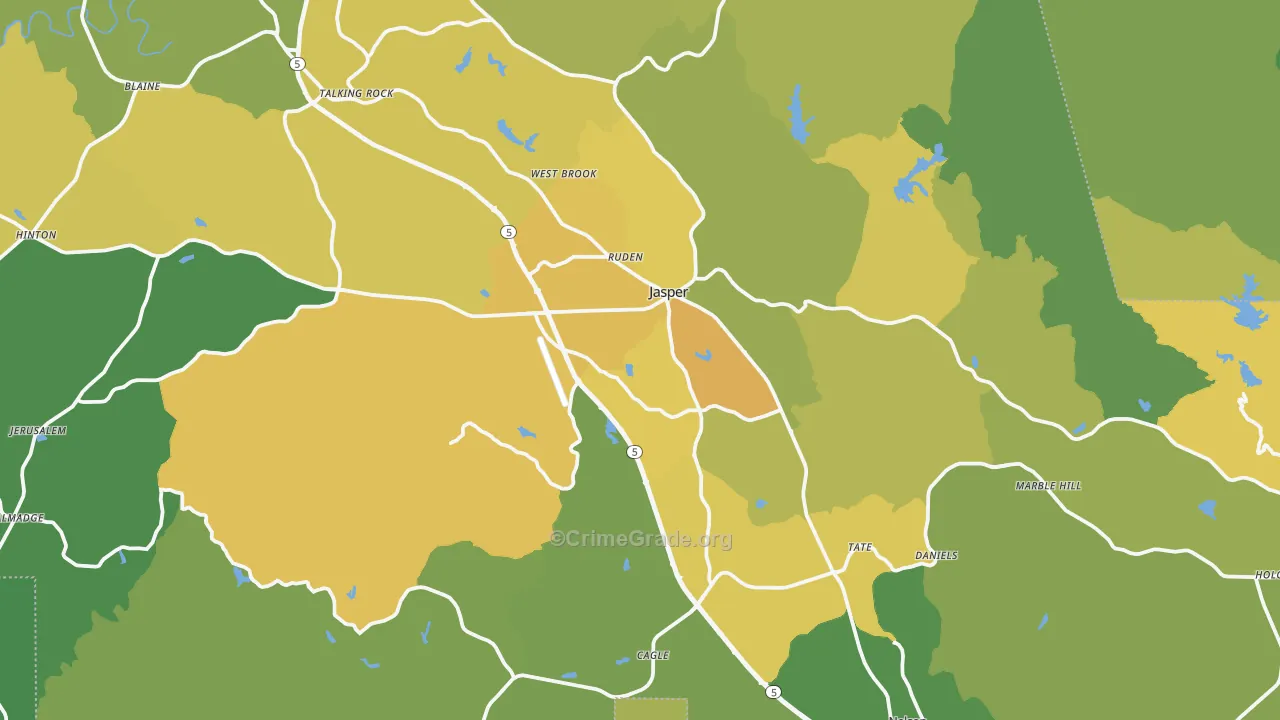 Pickens County, GA Map of Murder Rates