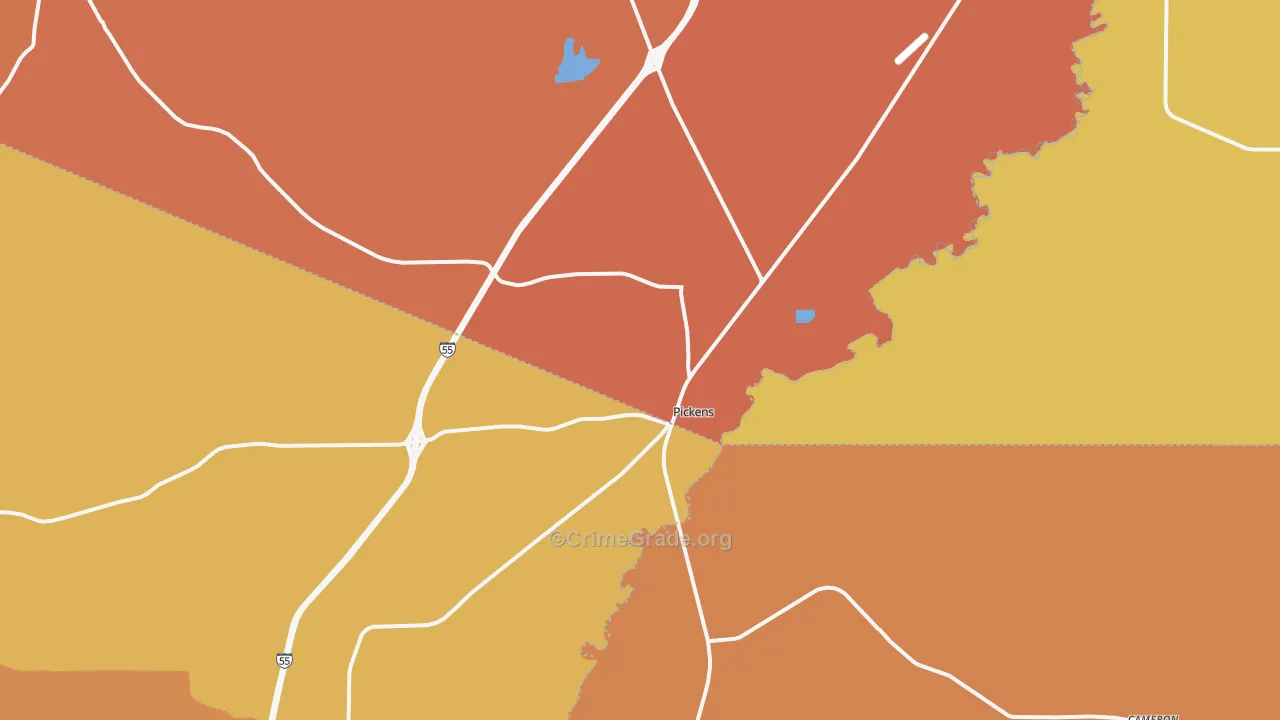 Pickens, MS Map of Murder Rates