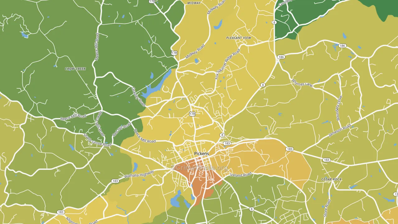 Pickens, SC Map of Murder Rates