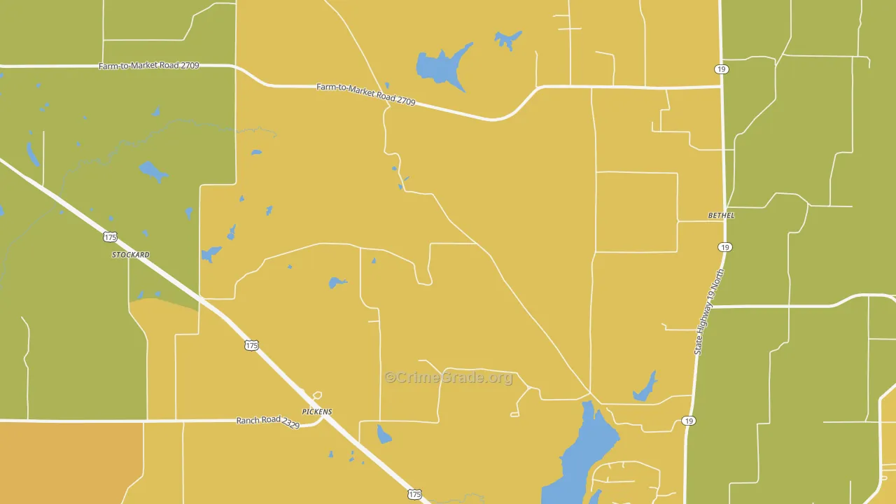 Pickens, TX Map of Murder Rates