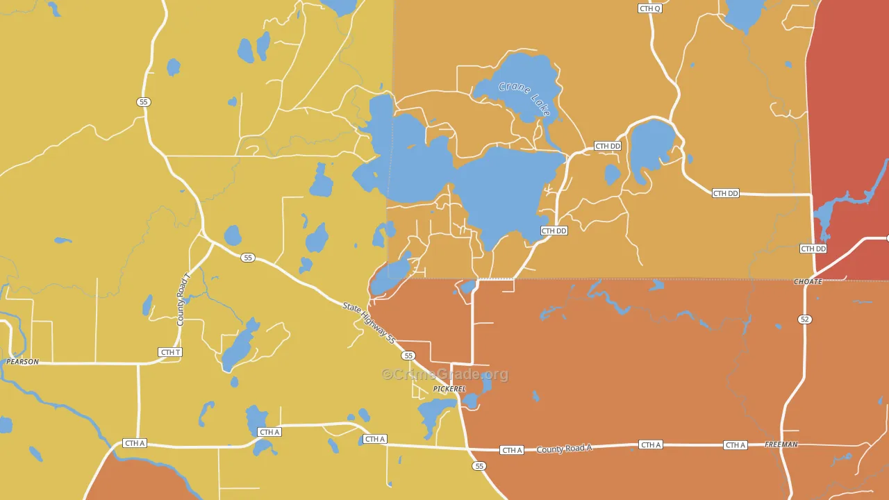 Pickerel, WI Map of Murder Rates