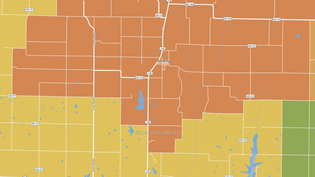 Pickering, MO Map of Murder Rates