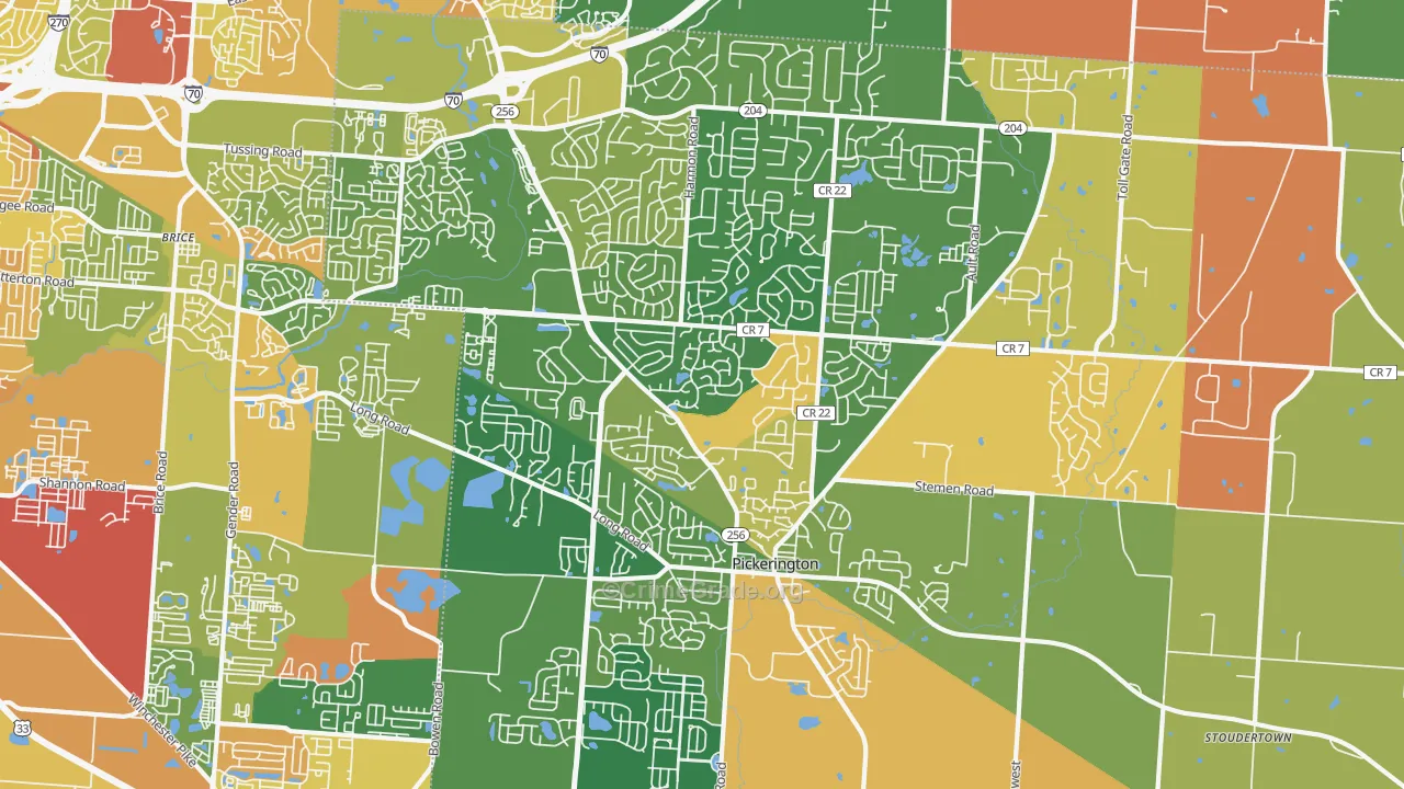 Pickerington, OH Map of Murder Rates