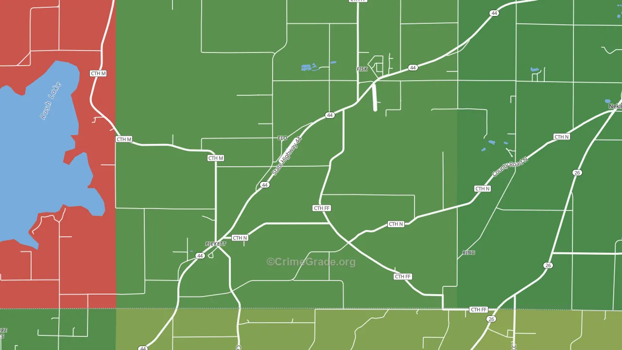 Pickett, WI Map of Murder Rates