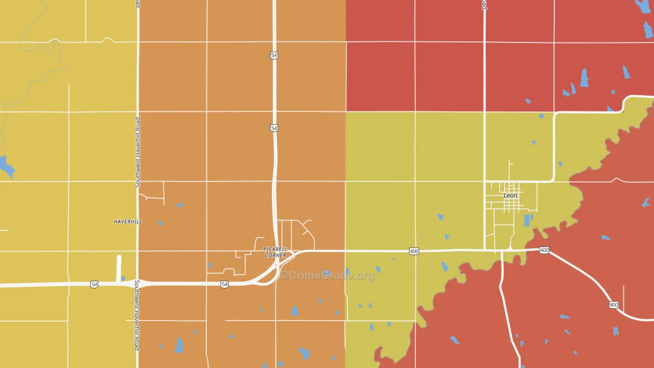 Pickrell Corner, KS Map of Murder Rates