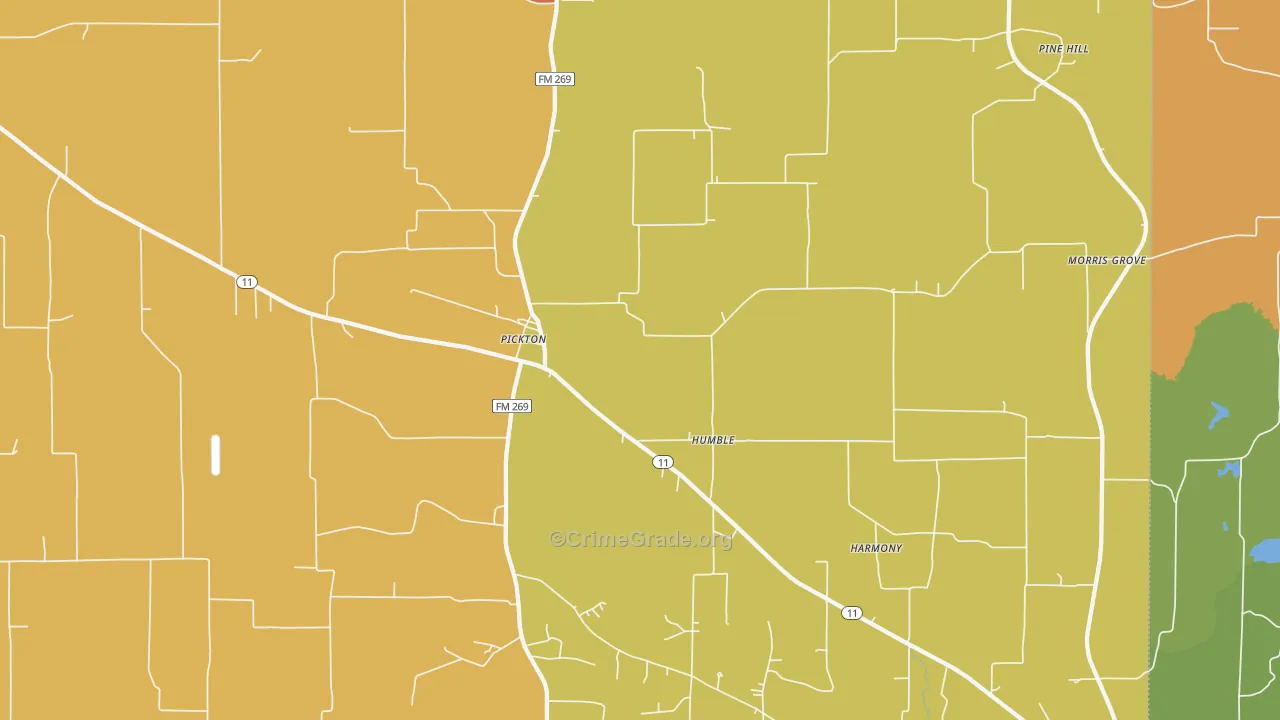 Pickton, TX Map of Murder Rates