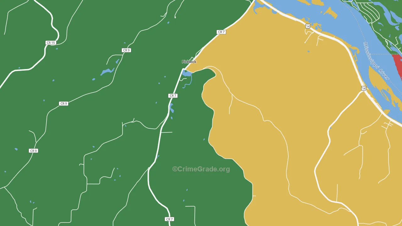 Pickwick, MN Map of Murder Rates