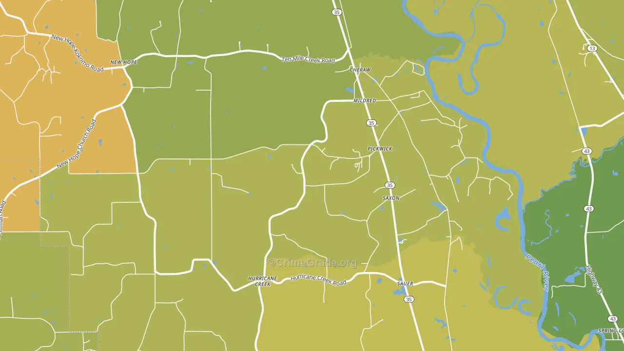 Pickwick, MS Map of Murder Rates