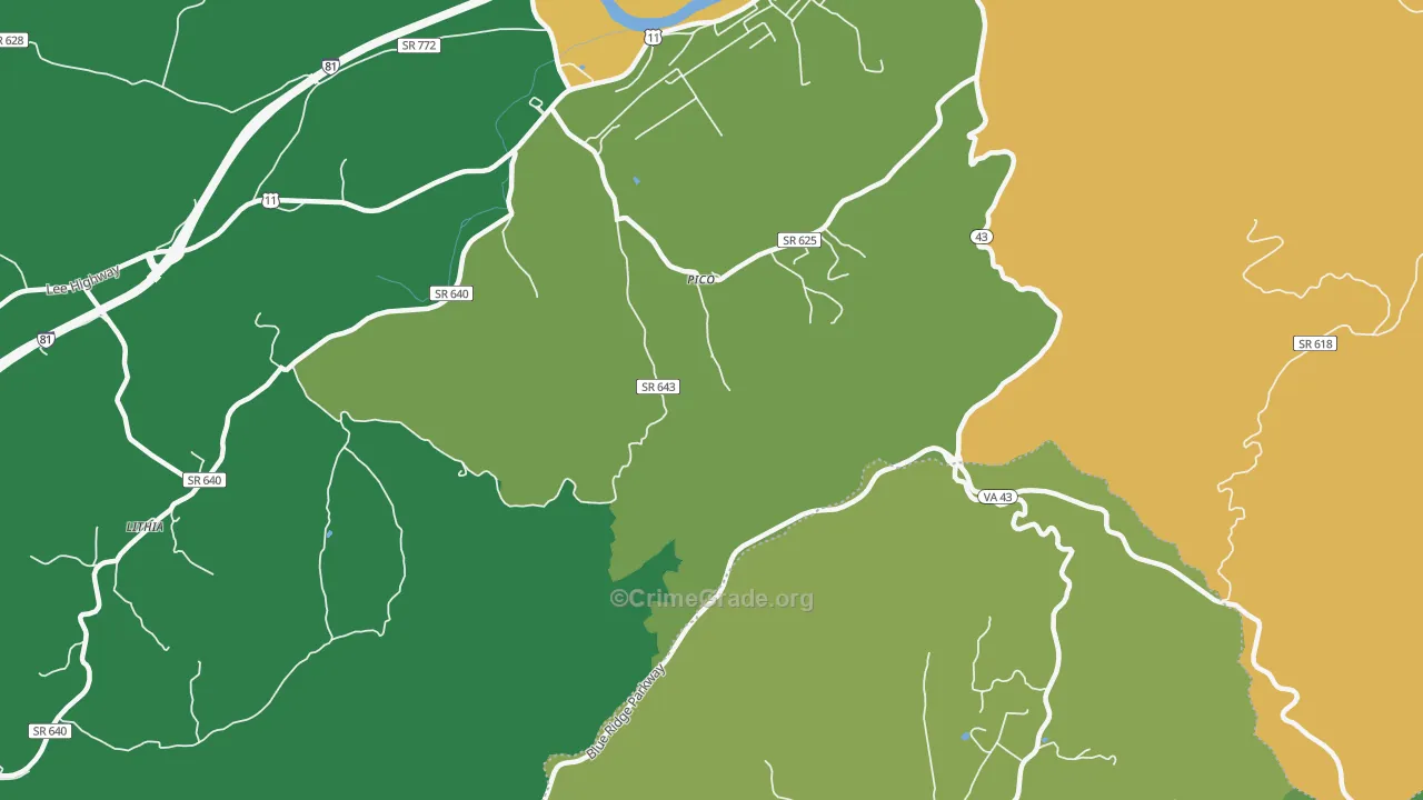 Pico, VA Map of Murder Rates