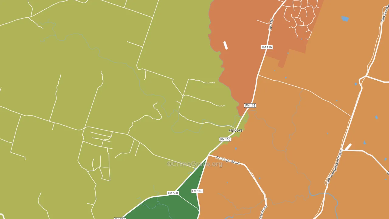 Pidcoke, TX Map of Murder Rates
