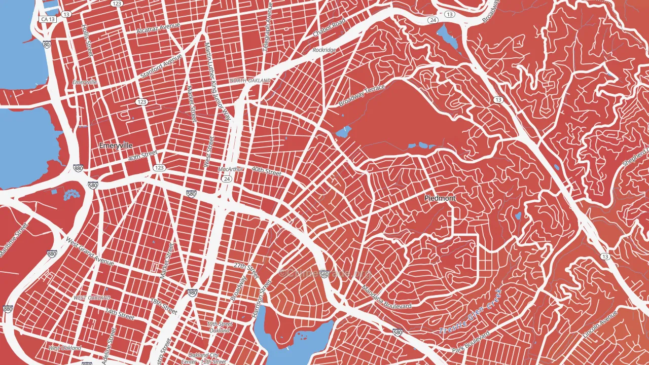 Piedmont Avenue, Oakland, CA Map of Murder Rates