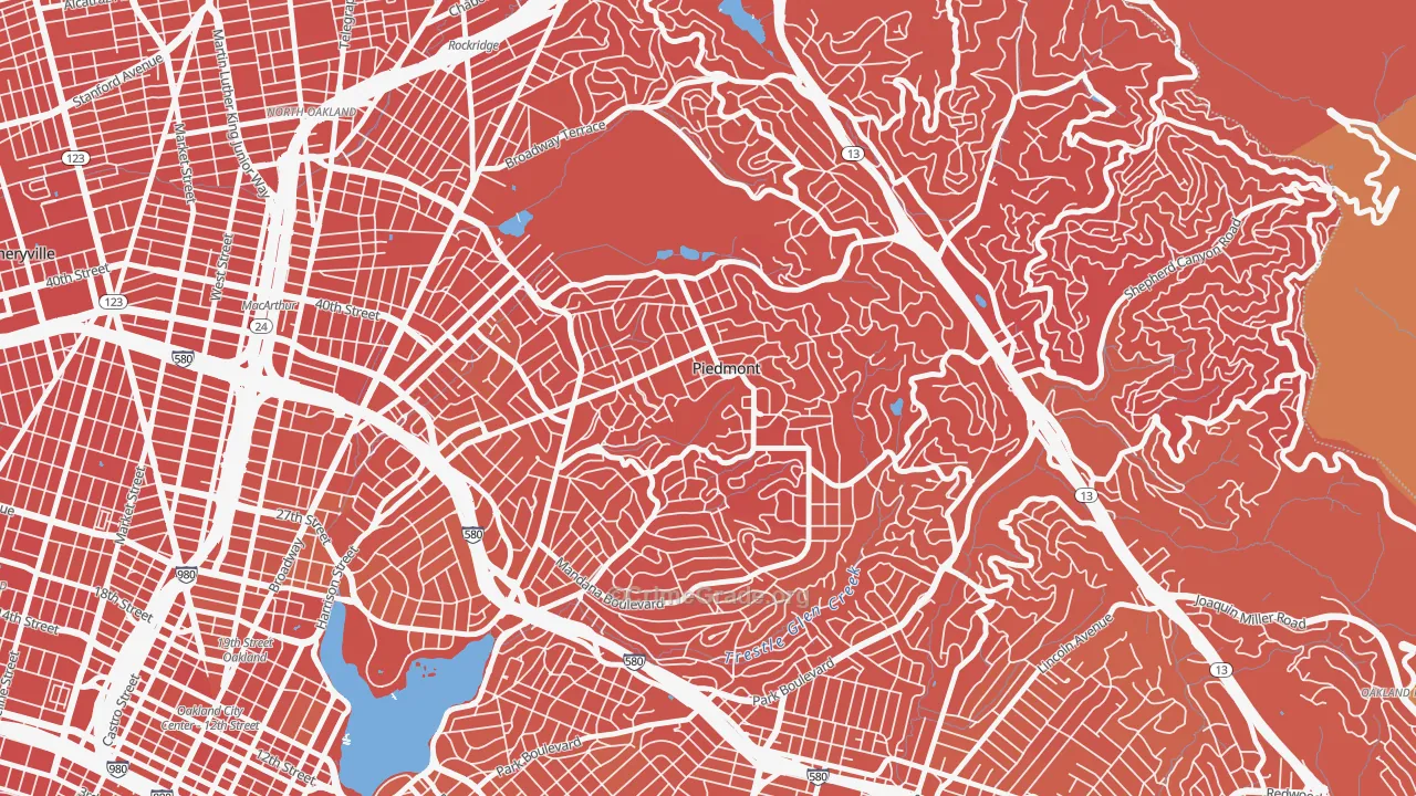 Piedmont, CA Map of Murder Rates