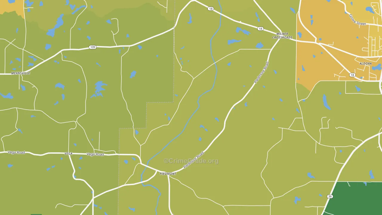 Piedmont, GA Map of Murder Rates