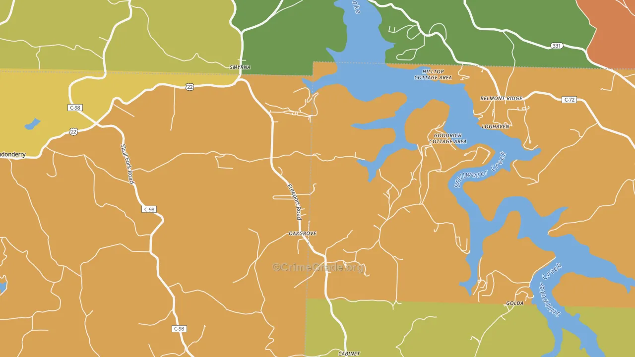 Piedmont, OH Map of Murder Rates