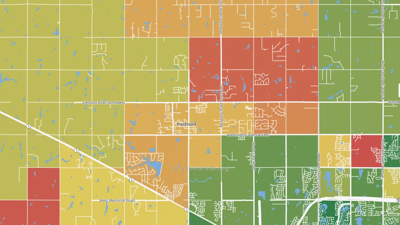 Piedmont, OK Map of Murder Rates