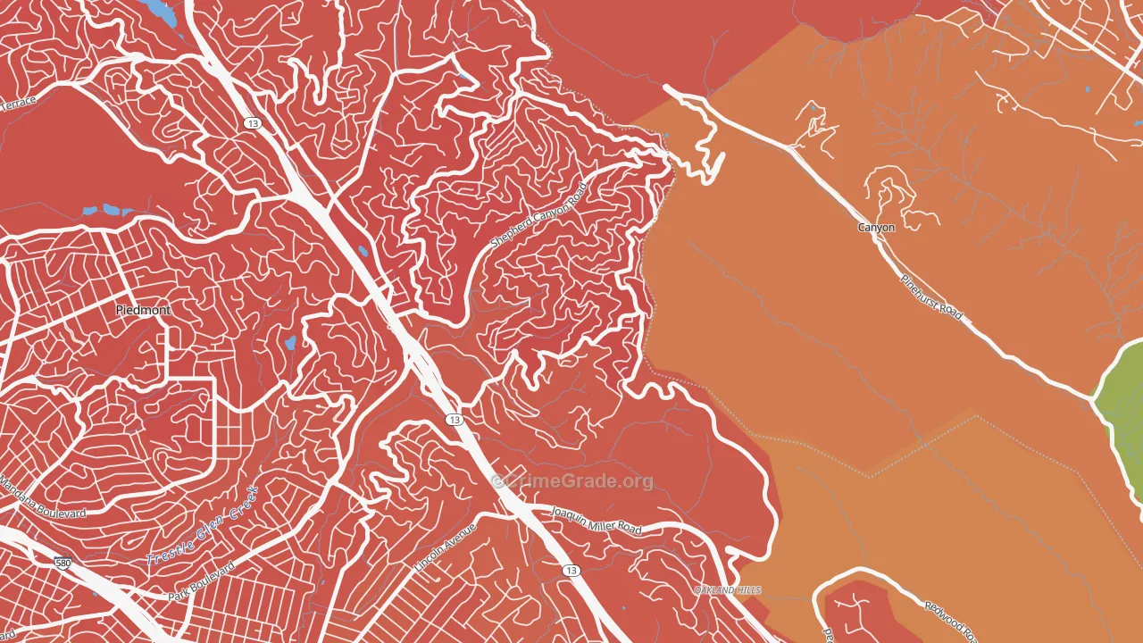Piedmont Pines, Oakland, CA Map of Murder Rates