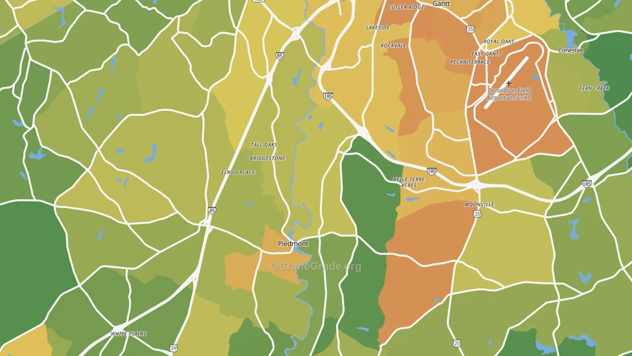 Piedmont, SC Map of Murder Rates