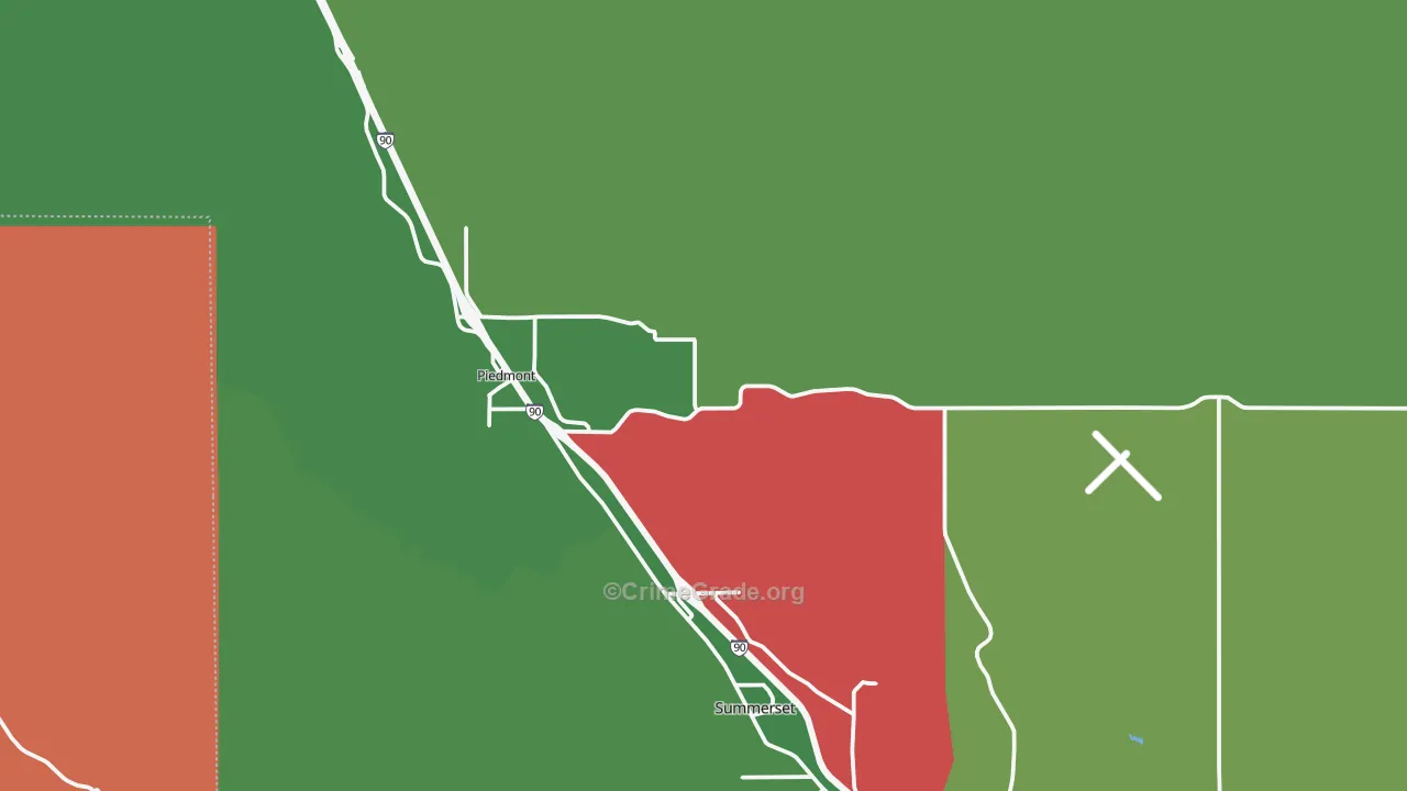 Piedmont, SD Map of Murder Rates