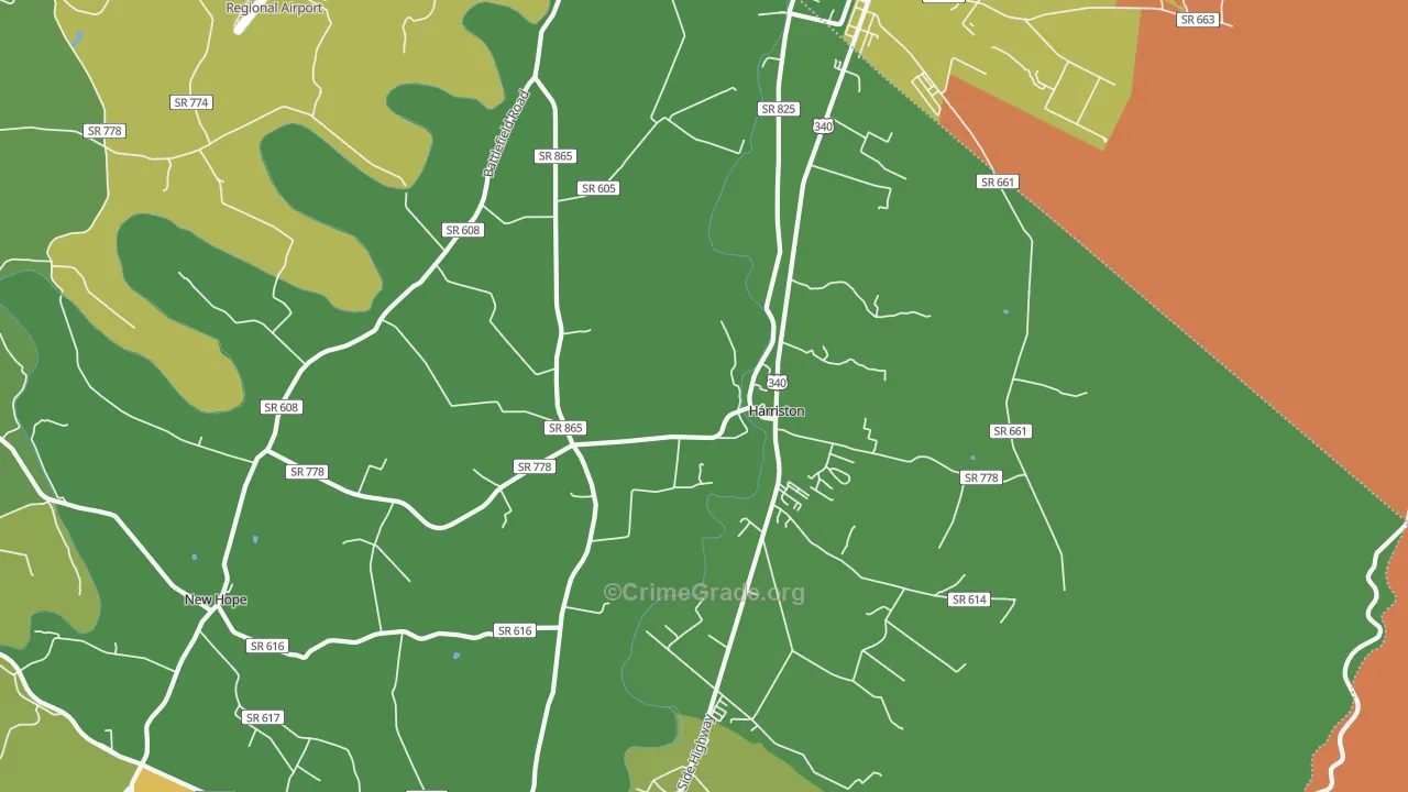 Piedmont, VA Map of Murder Rates