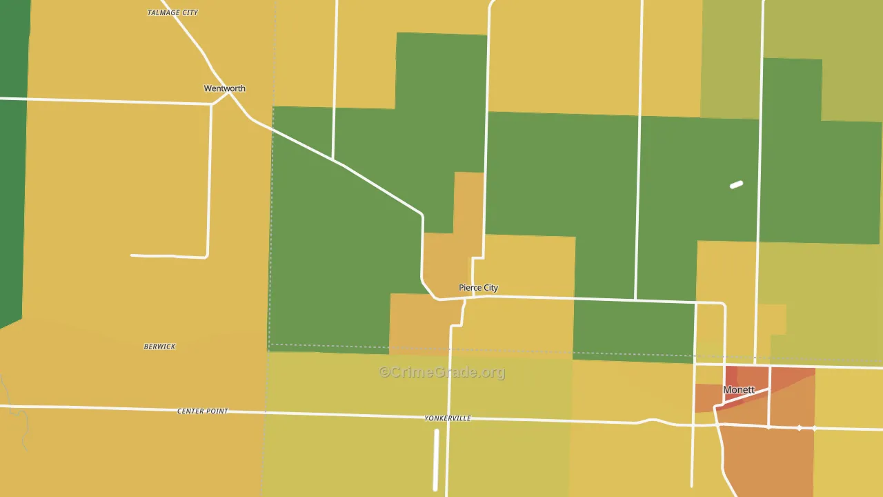 Pierce City, MO Map of Murder Rates