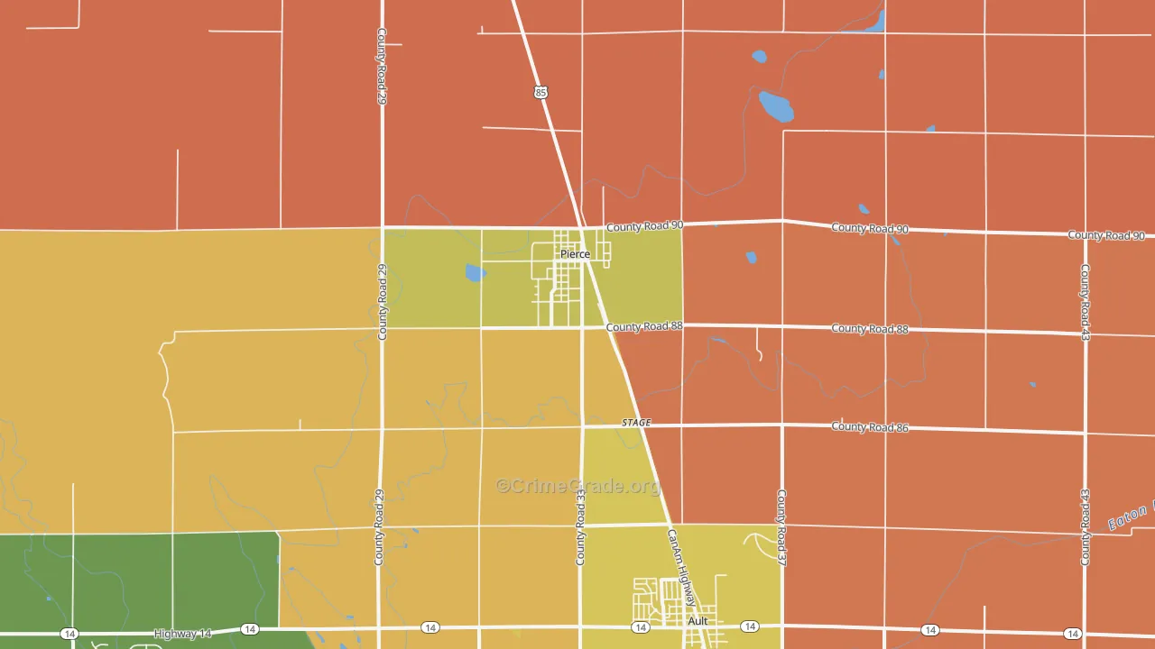 Pierce, CO Map of Murder Rates