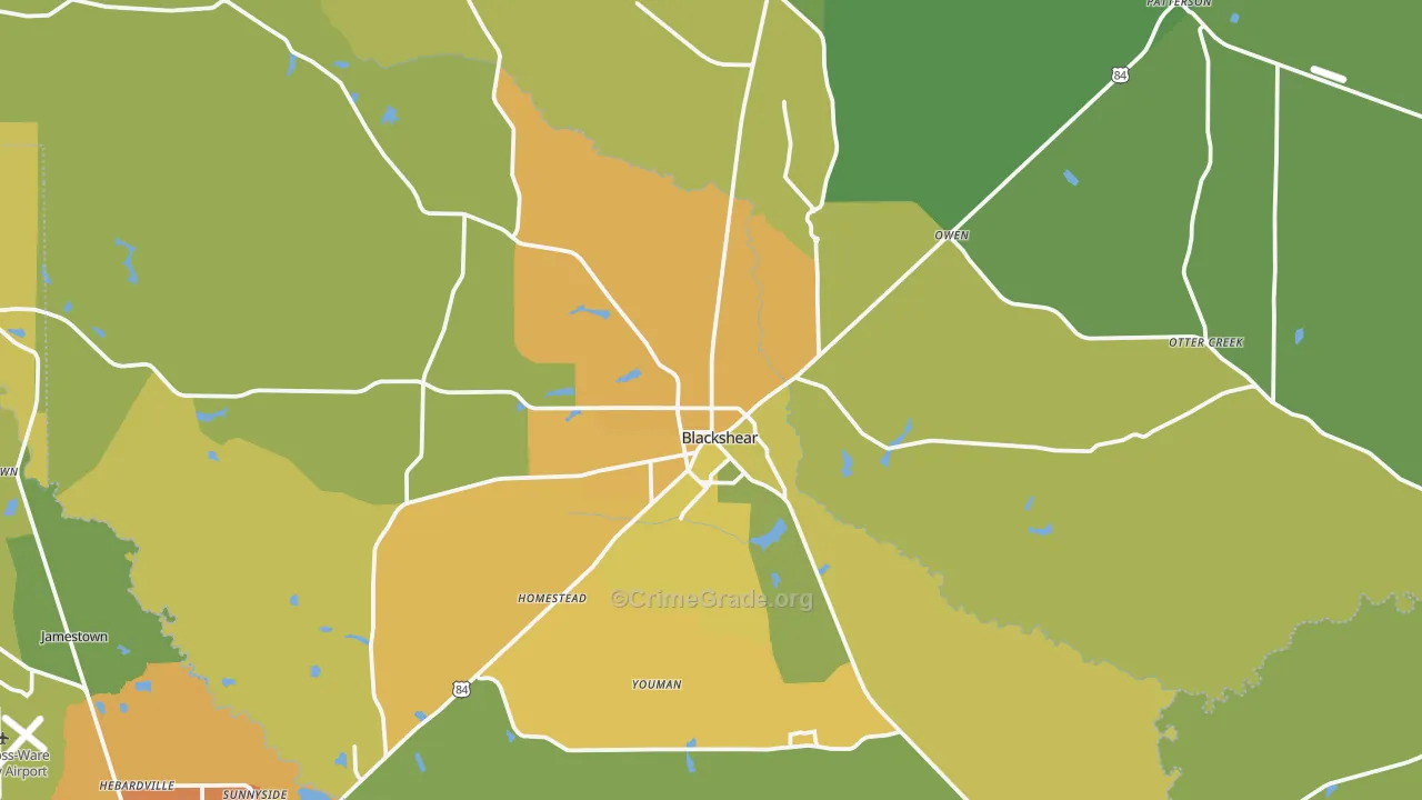 Pierce County, GA Map of Murder Rates