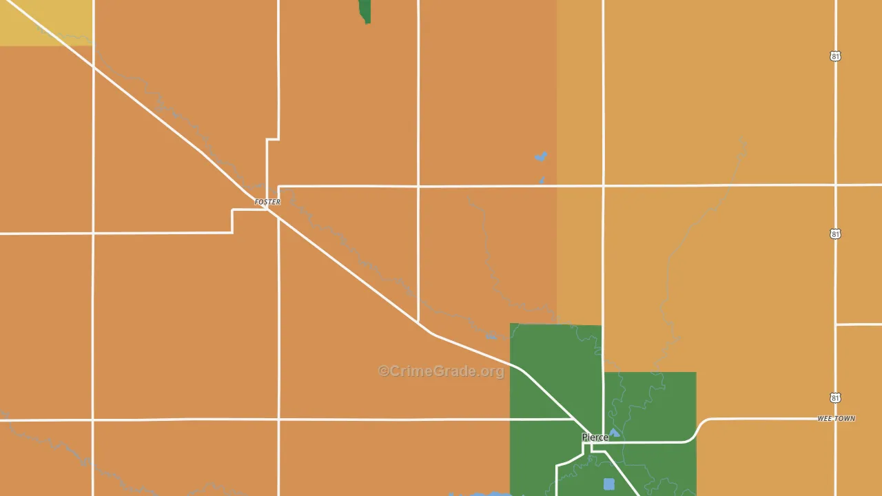 Pierce County, NE Map of Murder Rates