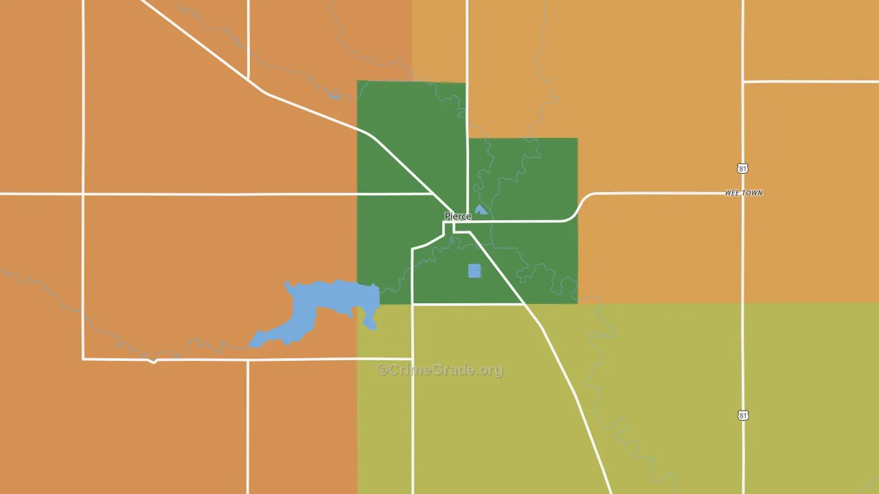 Pierce, NE Map of Murder Rates